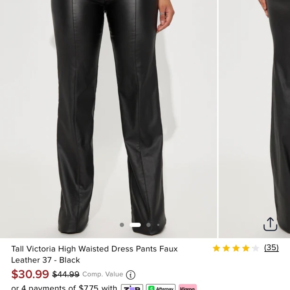 TALL Women's Black Faux Leather Pants